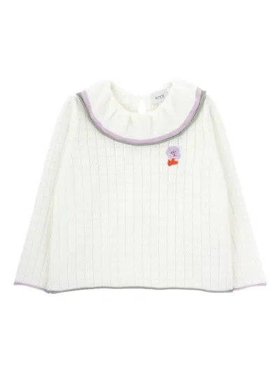Knot Snowie Moon Grid-knit Sweater In White
