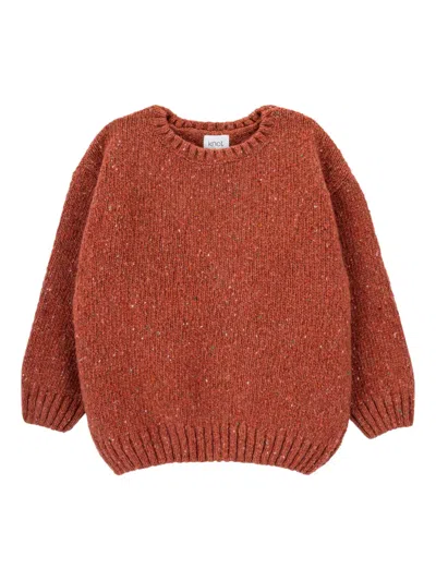 Knot Crew-neck Knitted Sweater In Orange