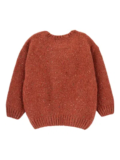 Knot Crew-neck Knitted Sweater In Orange