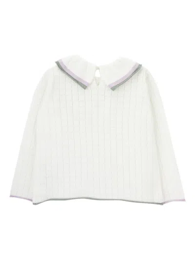Knot Snowie Moon Grid-knit Sweater In White