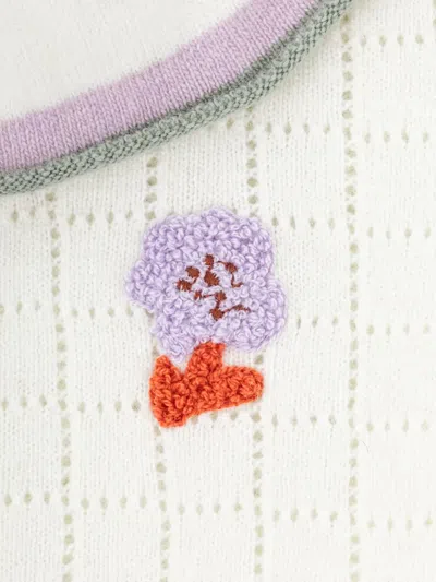 Knot Snowie Moon Grid-knit Sweater In White