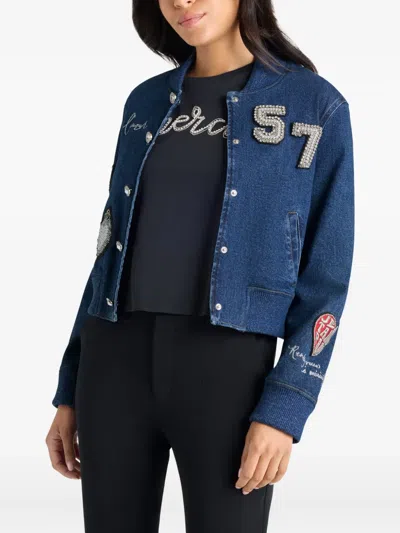 Cinq À Sept Cinq A Sept Varsity Denim Dominique Jacket In Blue