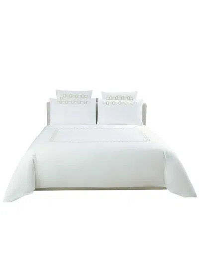 Frette Embroidery Bicolor Bedding Set In White