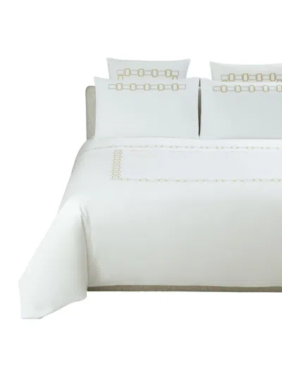 Frette Embroidery Bicolor Bedding Set In White