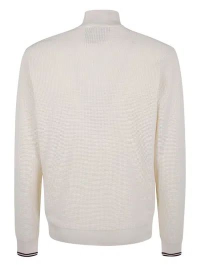 Fred Perry Half-zip Waffle Sweater In Neutral