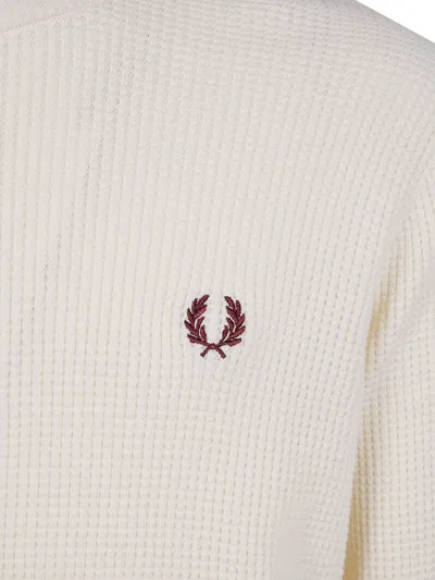 Fred Perry Half-zip Waffle Sweater In Neutral