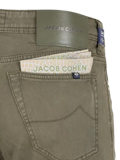 Jacob Cohen Five-pocket Logo Patch Trousers In Green
