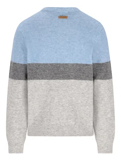 Jacob Cohen Color Block Crew Neck Sweater In Blue