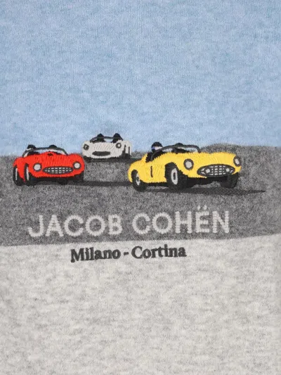 Jacob Cohen Color Block Crew Neck Sweater In Blue