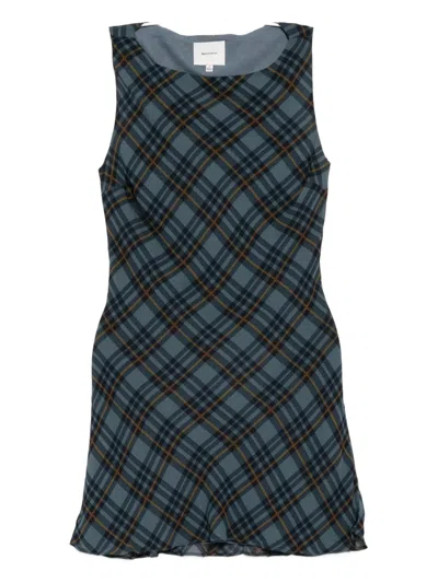 Reformation Womens Dale Plaid-check Woven Mini Dress Slate Plaid In Blue