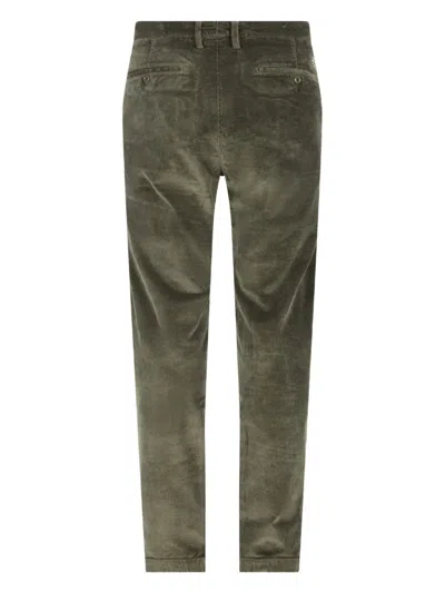 Jacob Cohen Ribbed Trim Cotton Trousers In Green