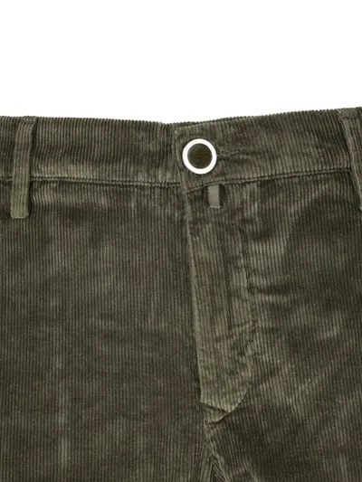 Jacob Cohen Ribbed Trim Cotton Trousers In Green