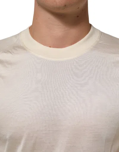 Pre-owned Dolce & Gabbana Off White Silk Crew Neck Short Sleeve Men's T-shirt ()