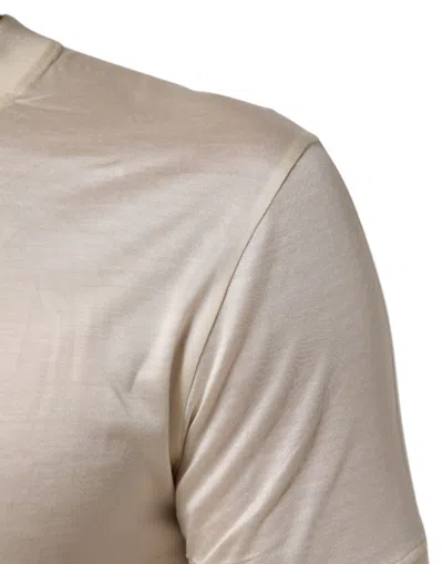 Pre-owned Dolce & Gabbana Off White Silk Crew Neck Short Sleeve Men's T-shirt ()
