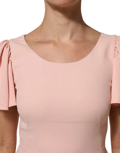 Pre-owned Dolce & Gabbana Pink Viscose Fit Flared Sheath Midi Women's Dress ()