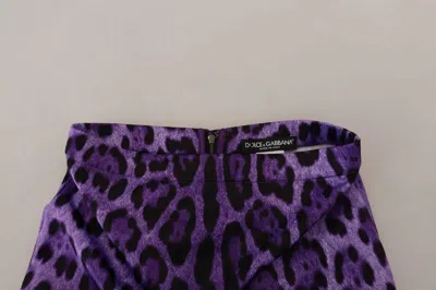 Pre-owned Dolce & Gabbana Purple Leopard Print Pencil Cut Mini Women's Skirt ()