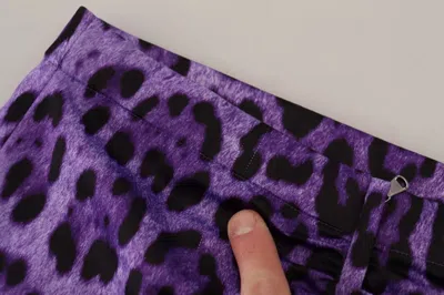 Pre-owned Dolce & Gabbana Purple Leopard Print Pencil Cut Mini Women's Skirt ()