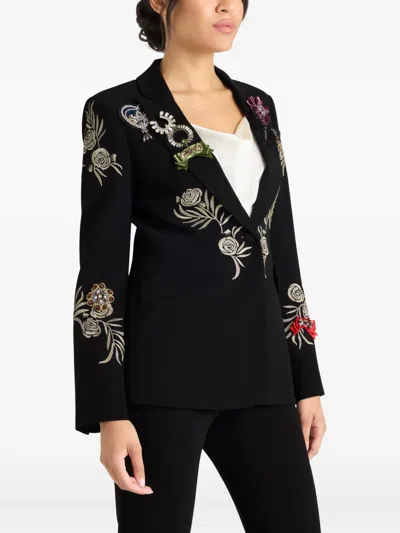 Cinq À Sept Cinq A Sept Heritage Rose Embroidered Blazer In Black