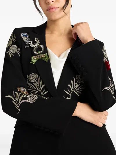 Cinq À Sept Cinq A Sept Heritage Rose Embroidered Blazer In Black