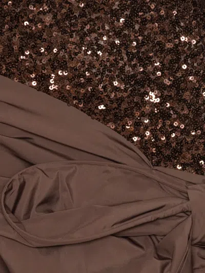 Rotate Birger Christensen Sequins-bow Mini Dress In Brown