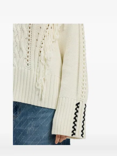 Hugo Boss Cable-knit Fringe Sweater In Multi
