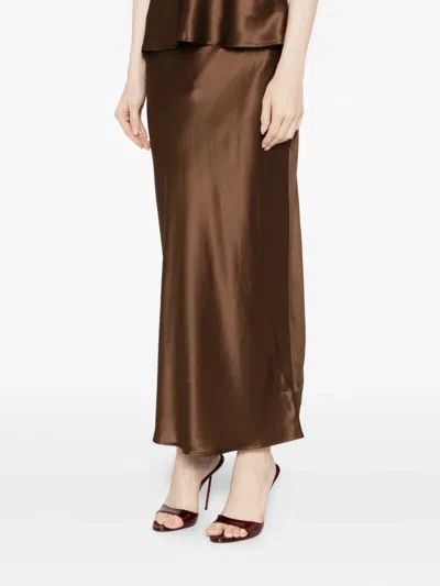 Reformation Kelsey Silk Two Piece Set In Brown