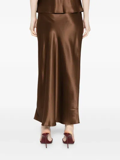 Reformation Kelsey Silk Two Piece Set In Brown