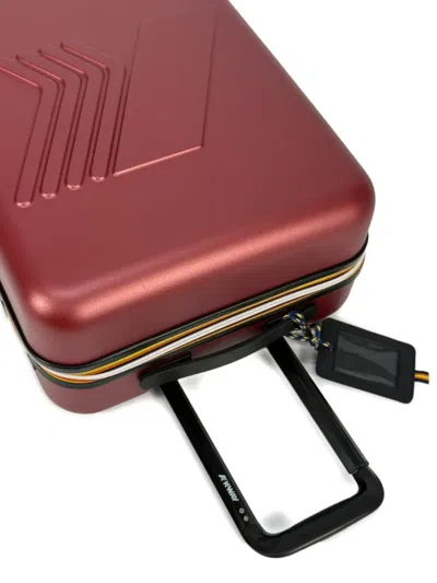 K-way Embossed-logo Wheeled Luggage In Red