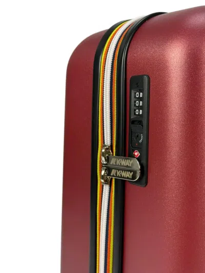 K-way Embossed-logo Wheeled Luggage In Red