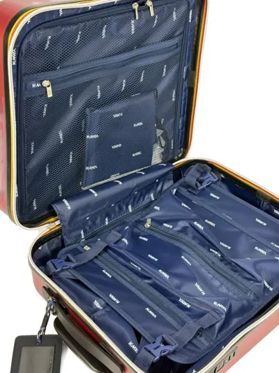 K-way Embossed-logo Wheeled Luggage In Red