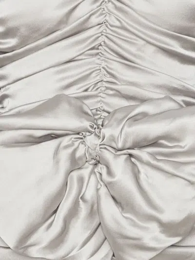 Rotate Birger Christensen Bow Ruffled Dress In Silver