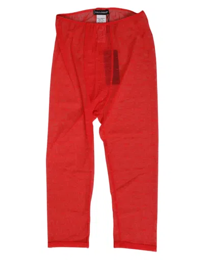 Dolce & Gabbana Red Logo Lace Tight Midi Trousers Underwear In Red