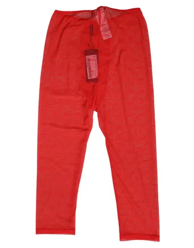 Dolce & Gabbana Red Logo Lace Tight Midi Trousers Underwear In Red
