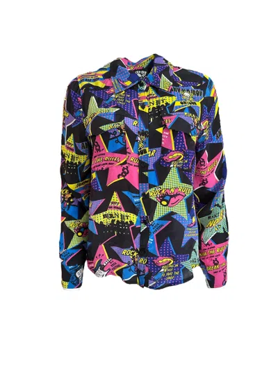 Any Old Iron Women's Black / Yellow On Tour Printed Button Down Shirt In Multi