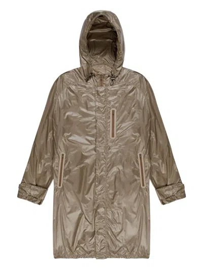 Bally Hooded Drawstring Raincoat In Neutral