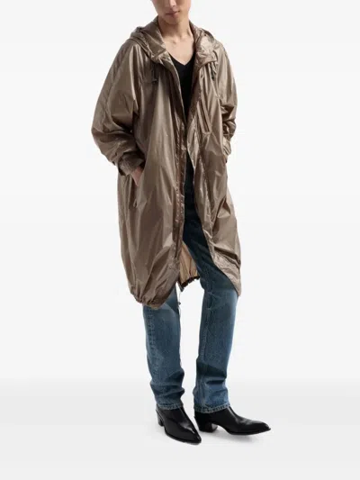 Bally Hooded Drawstring Raincoat In Neutral