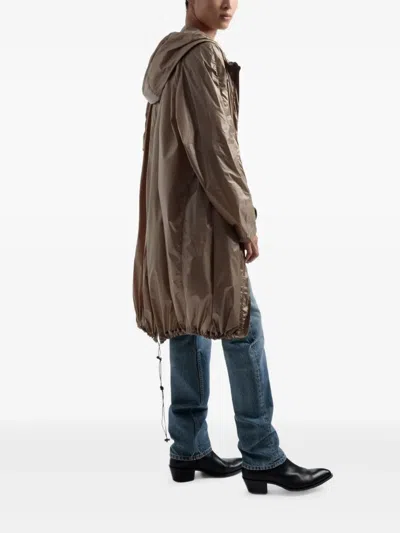 Bally Hooded Drawstring Raincoat In Neutral