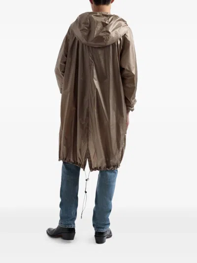 Bally Hooded Drawstring Raincoat In Neutral