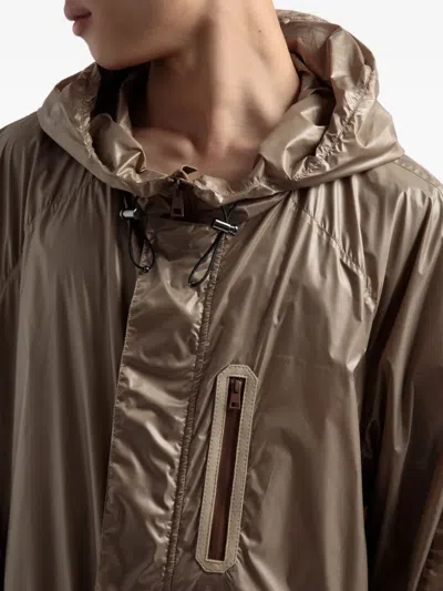 Bally Hooded Drawstring Raincoat In Neutral