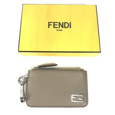 Pre-owned Fendi Beige Red Color Leather Coin Purse/coin Case () In Multi