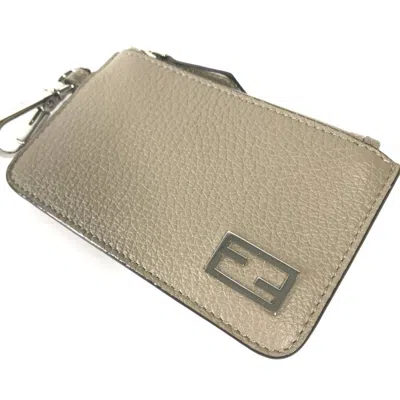 Pre-owned Fendi Beige Red Color Leather Coin Purse/coin Case () In Multi