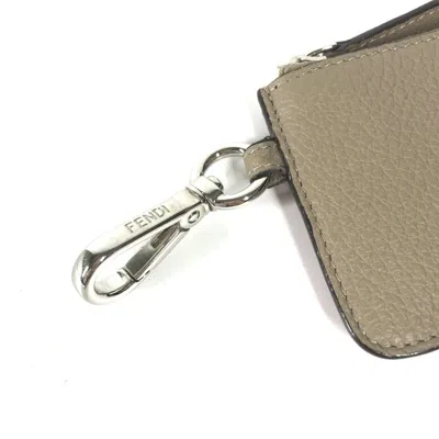 Pre-owned Fendi Beige Red Color Leather Coin Purse/coin Case () In Multi