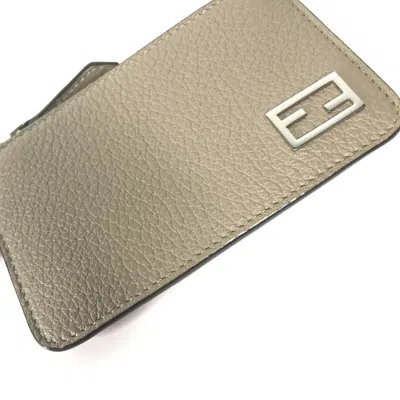 Pre-owned Fendi Beige Red Color Leather Coin Purse/coin Case () In Multi