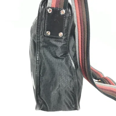 Pre-owned Fendi Black Leather Nylon Messenger Bag Shoulder Bag ()