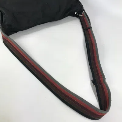 Pre-owned Fendi Black Leather Nylon Messenger Bag Shoulder Bag ()