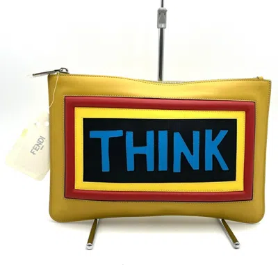 Pre-owned Fendi Yellow Leather Clutch Bag ()