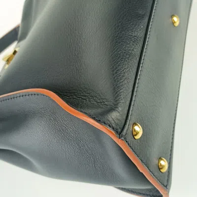 Pre-owned Fendi Navy Orange Leather Handbag Shoulder Bag ()