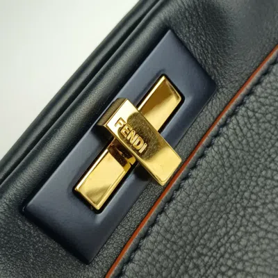 Pre-owned Fendi Navy Orange Leather Handbag Shoulder Bag ()