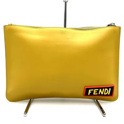 Pre-owned Fendi Yellow Leather Clutch Bag ()