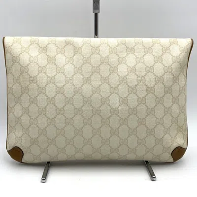 Pre-owned Gucci Beige Gg Supreme Canvas Leather Clutch Bag () In Sand